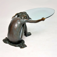 Métal Art Bronze Fille Nue Sculpture Dame Nue Femmes Statue Base de Table Basse