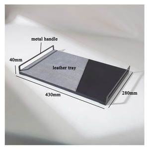 Vente en gros de planche à <span class=keywords><strong>fromage</strong></span> en métal pour couper les charcuteries Pizza Pain Légumes Viande <span class=keywords><strong>Plateau</strong></span> de service en cuir - Product Image 6