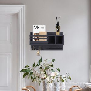 Wooden Key And Letter Storage Rack <b>Wall</b> <b>Mounted</b> Entryway <b>Shelf</b> Multipurpose Organizer For Mail Sunglasses Bags Room Decoration - Product Image 4