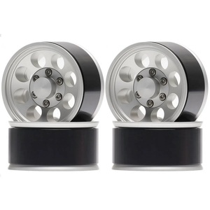 Jante de roues Beadlock en métal 1.55 pouces personnalisée pour voiture sur chenilles 1/10 RC D90 TF2 <span class=keywords><strong>Tamiya</strong></span> CC01 CC02 LC70 LC80 pièces de mise à niveau (argent) - Product Image 1