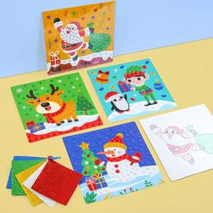 Activités créatives pour tout-petits, cadeau idéal pour le Nouvel An, autocollants 3D en EVA pailletés, thème de Noël, cartes à colorier - Product Image 2