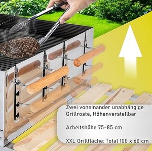 Gril de barbecue en acier Arge Mobile Grill à charbon de bois <span class=keywords><strong>pour</strong></span> 10 personnes, Gril extérieur <span class=keywords><strong>pour</strong></span> jardin balcon <span class=keywords><strong>terrasse</strong></span> camping - Product Image 6