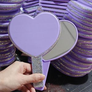 Private Label Pocket Heart-Shaped Magnifying Makeup Mirror Bling Bling Rhinestone Lighted Cosmetic Mirror-Wholesale - Product Image 3