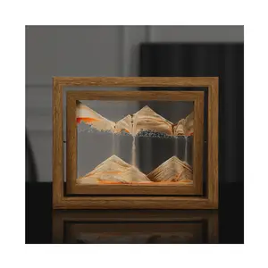 Креативный движущийся песок художественная картина квадратное стекло песочный пейзаж песочные часы вращающаяся деревянная рамка струящийся песок