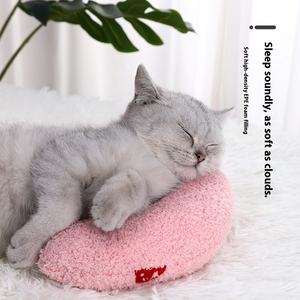 Bantal Hewan Peliharaan Bentuk U Lucu untuk Kucing dan Anjing, 100% Katun Ramah Lingkungan, Bantal Mainan Pelindung Tulang Belakang Serviks untuk Tidur Nyenyak, untuk Hewan Peliharaan Kecil - Product Image 2