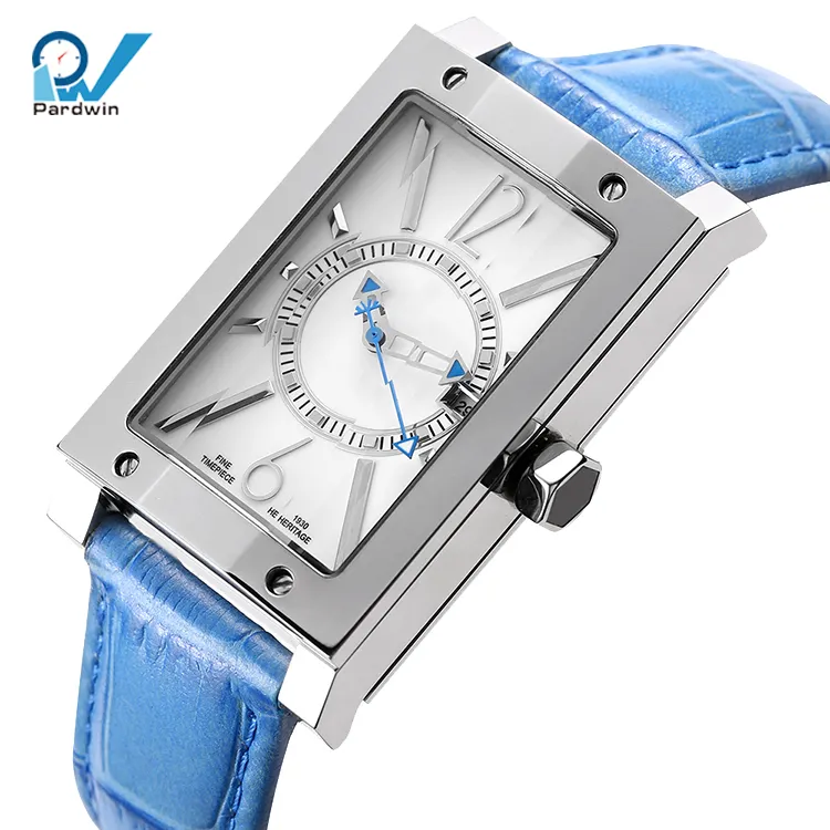 Movement Blue Genuine Leather Strap Minimal Style Watch Mechanical Automatic High Quality NH35 Japan for Man SEIKO Men Round