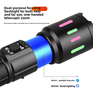 Lampe torche tactique <span class=keywords><strong>LED</strong></span> zoomable, laser blanc 30W, 5 modes, rechargeable USB-C avec indicateur de batterie pour l'extérieur - Product Image 4
