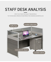 Table de travail modulaire en bois style classique, meuble de bureau, pour 2 personnes