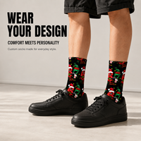 Chaussettes de sport personnalisées Mushafier OEM pour adultes - Chaussettes sans couture respirantes à séchage rapide absorbant la transpiration résistantes aux déchirures à impression numérique