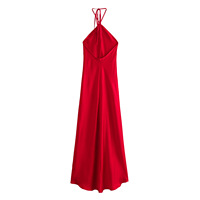 Robe nuisette antistatique en satin léger, style européen-américain, taille empire, col licou, nouvelle collection printemps-automne, best-seller