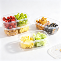 Boîte de rangement alimentaire à 2 compartiments, en plastique transparent de qualité alimentaire, avec couvercle, pour fruits et légumes, vente en gros