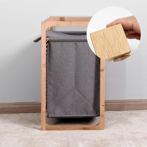 Panier à linge en bambou naturel avec sac intérieur amovible, 60x40x35cm, panier à linge sale, bac de rangement pliable pour le linge - Product Image 4