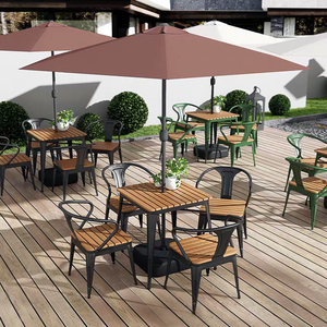 Ensemble de table et de chaises en fer forgé pour l'extérieur, <span class=keywords><strong>restaurant</strong></span> et hôtel modernes, résistant à l'eau, durable, mobilier commercial pour 6 personnes - Product Image 4