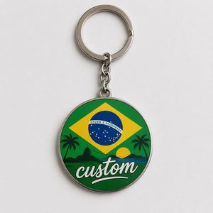 Llaveros Personalizados al por Mayor de Alta Calidad con Diseño de la Bandera de Brasil, Cadenas con Patrón de Cultura Tropical de Samba, Recuerdos Turísticos, Anillo para Llaves - Product Image 3