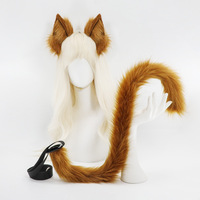 Ensemble oreilles et queue de chat en peluche, bandeau oreilles de chat, queue de renard, accessoire complet pour costume de cosplay, performance scénique