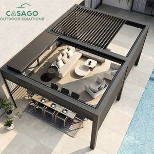 Pérgola de Aluminio con Techo Retráctil de Grado Comercial - Resistente al Agua IP65 y al Viento <span class=keywords><strong>para</strong></span> <span class=keywords><strong>Terraza</strong></span> de Restaurante - Product Image 1