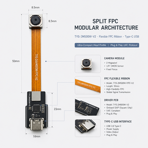 Module de caméra USB Type-C 5MP GC05A2 2592x1944 avec capteur BSI et carte FPC flexible pour scanner de documents et lecteur OCR - Product Image 1