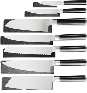 Handmade Polished Stainless Steel Chef Knife Set <b>Plastic</b> Handles Straight <b>Edge</b> Blades Right Hand Seven-Piece Kitchen Knives - Product Image 1