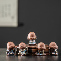 Vente en gros de figurines de thé traditionnelles chinoises en argile Zisha, plateau du zodiaque Dragon, statues de Bouddha riant, animaux en céramique pour le thé Gongfu, moines