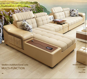 Nordic शैली घर फर्नीचर लकड़ी के आधुनिक लिविंग रूम चेज़ लॉन्ग सोफा सह बिस्तर रहने + कमरे + सोफा - Product Image 2