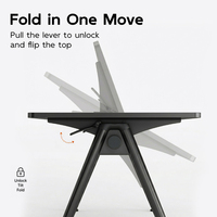 Table de conférence moderne convertible et pliable avec roulettes mobiles et structure en acier - pour usage au bureau et en atelier