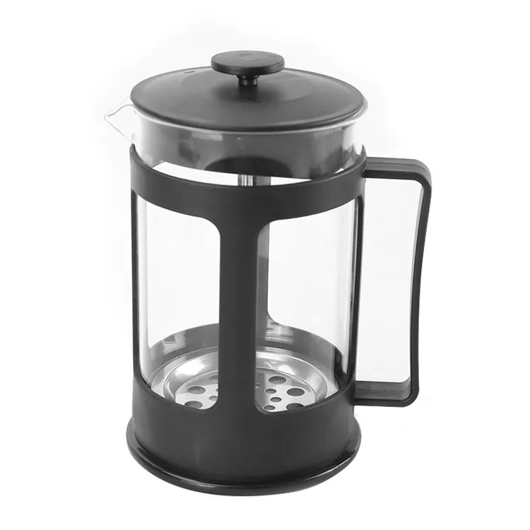 High Quality Heat Resistant High Borosilicate Press Lift Handle Stainless Steel Filter Hand Coffee Maker