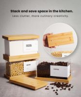Bambou Hermétique Garde-Manger Conteneur De Stockage Organisateurs De Cuisine Distributeur Pour Céréales Riz Snack Stockage Boîtes De Stockage Des Aliments Bacs