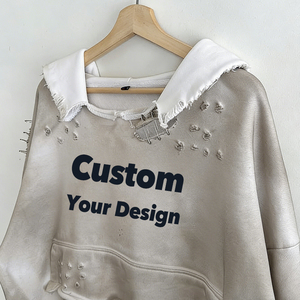 Felpa con Cappuccio da Uomo Personalizzata con Logo, Design Streetwear Pesante 450GSM, Taglio Distressed, Oversize, 100% Cotone, Effetto Lavaggio Acido - Product Image 2