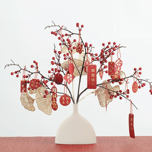 Fleurs de mariage, baies rouges, fleurs artificielles en soie 85cm, décoration de fruits porte-bonheur pour la décoration de la salle de mariage - Product Image 3