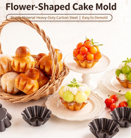 Moule à tartelette miniatures épaissi et cannelé, antiadhésif, en forme de fleur, pour pudding, cupcakes et pâtisseries