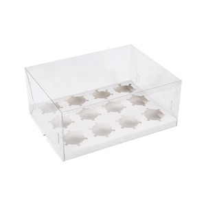 Wholesale high transparent Cupcake packaging box and 4 / 6/ 12 capsules cakecup portable dessert packaging cake box