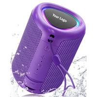 Petit haut-parleur portable BT 5.3, étanche IPX5, appairage TWS, stéréo HD, lumière LED, 15H d'autonomie pour le camping en plein air, la plage, la piscine, les voyages