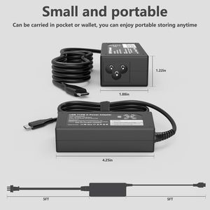 GKLSPL 65W USB-C เครื่องชาร์จแล็ปท็อปและอะแดปเตอร์แปลงไฟ-ใช้งานร่วมกับโครมบุ๊กสำหรับสำหรับสำหรับสำหรับ - Product Image 5