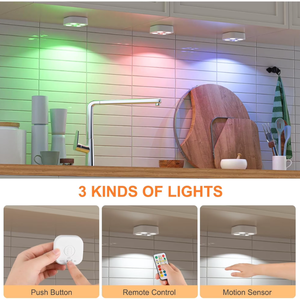 Wireless Step <b>Light</b> Rechargeable Puck <b>Lights</b> with Charging Station Colorful RGB <b>Motion</b> <b>Sensor</b> Puck <b>Light</b> Under Cabinet Lighting - Product Image 4
