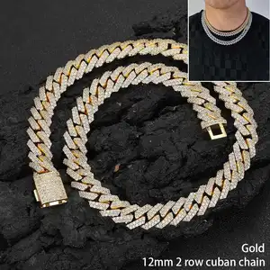 Gioielli Hip Hop 10/12/15/20mm collana a maglie cubane di diamanti da uomo placcata in argento Miami cubano ghiacciato fuori catena a maglie cubane