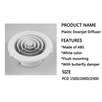 Diffuseur de ventilation d'air de retour circulaire rond en plastique ABS pour plafond, avec volet papillon