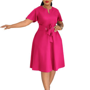 فساتين صيفية جديدة لعام <span class=keywords><strong>2026</strong></span> للنساء، فستان أنيق غير رسمي بلون واحد وأكمام قصيرة على شكل حرف A، فستان رسمي للسيدات - Product Image 1