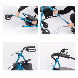 आर्मरेस्ट और सीट के साथ स्थिर एल्यूमीनियम मिश्र धातु रोलेटर वॉकर बुजुर्ग शॉपिंग ट्रॉली कार्ट - Product Image 4