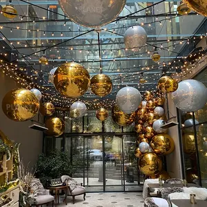 Гигантский декоративный большой ПВХ зеркальный шар надувной отражающий шар Серебряный Золотой надувной зеркальный шар