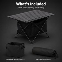 Table de camping pliante portable et légère, plateau en alliage d'aluminium durable, base en X, mobilier d'extérieur avec rangement