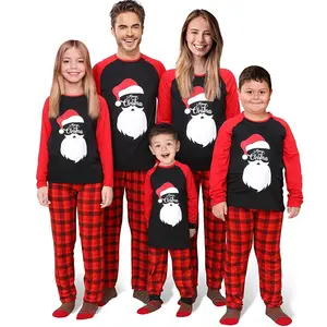 2021 शेयर मुद्रित परिवार क्रिसमस पायजामा सेट लाल क्रिसमस पजामा वयस्क बच्चों लंबे Pajama Pjs सेट थोक