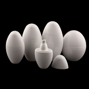Unique plastic flat 15ml 30ml 50ml white cosmetic packaging egg cosmetic bottle for skin care