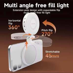 YOUXIN Soporte Magnético para Teléfono con Luz para Selfies, Anillo de Luz LED Recargable de 800mAh, Espejo de Maquillaje Plegable de Bolsillo - Product Image 3