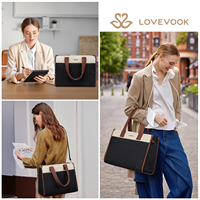 LOVEVOOK Professional 15.6 Sac fourre-tout matelassé pour ordinateur portable Sac à main tendance pour le bureau Ensemble de sac à main d'été pour le travail
