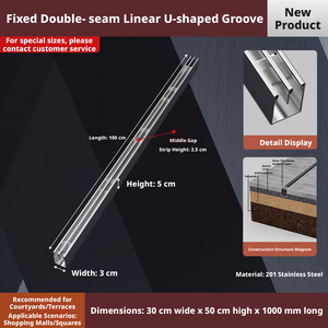 รางระบายน้ำสแตนเลสแบบเส้นตรงขายดีที่สุด: รางรูปตัวยู 304, รางระบายน้ำแบบชิ้นเดียว - Product Image 2