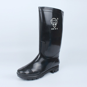 Bottes de pluie en caoutchouc noires à tige haute pour hommes Donghu, bottes de sécurité antidérapantes pour le travail minier, talon bas, couleur unie, taille 40 - Product Image 2