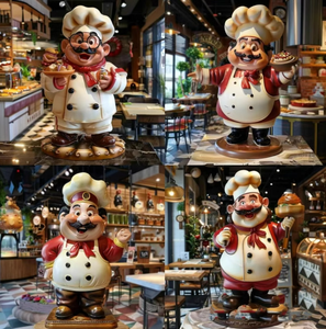 Restaurante decoración resina cocinar escultura de fibra de vidrio de grasa de Pizza <span class=keywords><strong>Chef</strong></span> hombre estatuilla estatua - Product Image 3