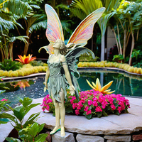 Art moderne Art populaire grandeur nature Décoration de jardin extérieur Sculpture en fibre de verre fabriquée à la main Fées en résine Artisanat en résine