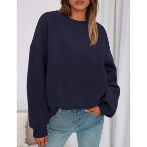 Sudadera Oversize de Cuello Redondo para Mujer FOXA, de Manga Larga, Forro Polar, para Otoño e Invierno - Product Image 6
