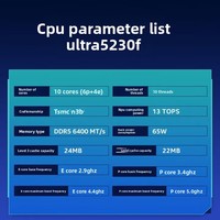 For Core Ultra 5 230F 10-core 64-Bit Boxed Desktop Processor Compatible with H810/B860 Motherboards